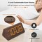 Wooden Digital Alarm Clocks for Bedrooms - Electric Desk Clock with Large Numbers, USB Port, Battery Backup Alarm, Adjustable Volume, Dimmer, Snooze, DST, 12/24H, Wood Décor (Brown)